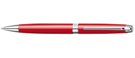 Caran d'Ache Leman Ballpoint, Scarlet Lacquered, Silver Plated/Rhodium Coated