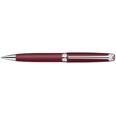 Caran d'Ache Leman Ballpoint, Bordeaux Matte Lacquered, Silver Plated/Rhodium Coated