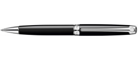 Caran d'Ache Leman Ballpoint, Ebony Black Lacquered, Silver Plated/Rhodium Coated