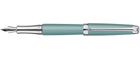 Caran d'Ache Leman Fountain Pen, Alpine Blue Matte Lacquered, Silver Plated/Rhodium Coated