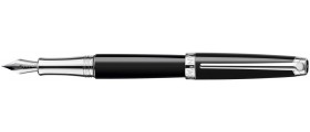 Caran d'Ache Leman Fountain Pen, Ebony Black Lacquered, Silver Plated/Rhodium Coated