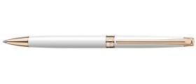 Caran d'Ache Leman Slim Ballpoint, White Lacquered, Rose Gold Plated
