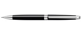 Caran d'Ache Leman Slim Pencil, Ebony Black Lacquered, Silver Plated/Rhodium Coated