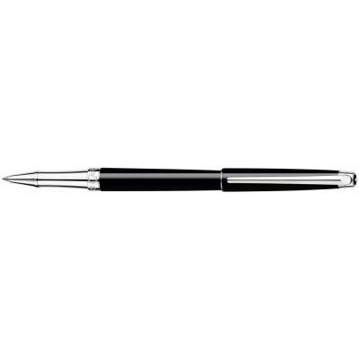 Caran d'Ache Leman Slim Rollerball, Ebony Black Lacquered, Silver Plated/Rhodium Coated