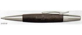Faber-Castell Design E-Motion Ballpoint, Chrome and Pearwood, Black