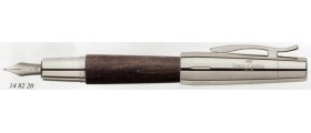 Faber-Castell Design E-Motion Fountain Pen, Chrome and Pearwood, Black