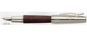 Faber-Castell Design E-Motion Fountain Pen, Chrome and Pearwood, Dark Brown