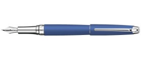 Caran d'Ache Leman Fountain Pen, Blue Night Matte Lacquered, Silver Plated/Rhodium Coated