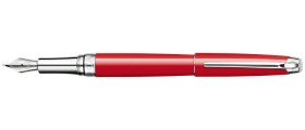 Caran d'Ache Leman Fountain Pen, Scarlet Lacquered, Silver Plated/Rhodium Coated