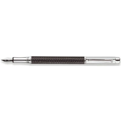 Caran d'Ache Varius Fountain Pen, Carbon 3000, Silver Plated/Rhodium Coated, Carbon Fibre