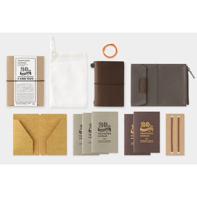 Traveler's Company (Midori) Notebook, 20th Anniversary Limited Edition Card Size Set, Brown