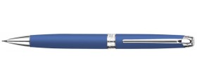 Caran d'Ache Leman Pencil, Blue Night Matte Lacquered, Silver Plated/Rhodium Coated