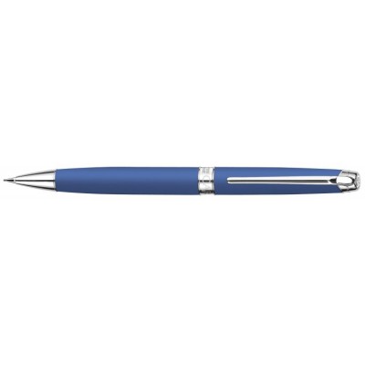Caran d'Ache Leman Pencil, Blue Night Matte Lacquered, Silver Plated/Rhodium Coated