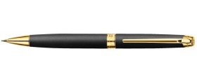 Caran d'Ache Leman Pencil, Matte Black Lacquered, Gold Plated