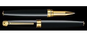 Caran d'Ache Leman Rollerball, Ebony Black Lacquered, Gold Plated