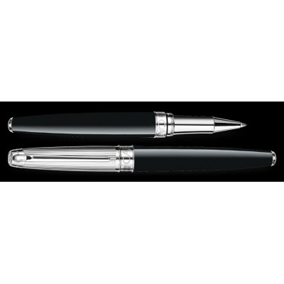 Caran d'Ache Leman Rollerball, Bicolour Black Silver Plated/Rhodium Coated/Godron Guillichage