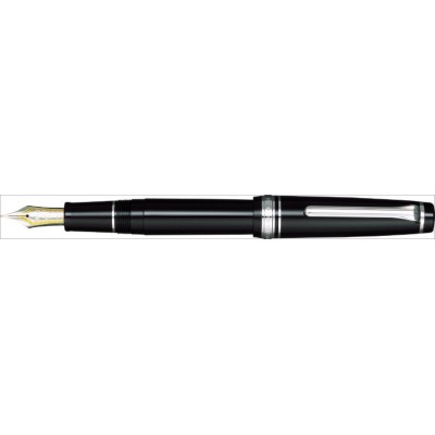 Sailor Professional Gear Fountain Pen, Black with Silver Accents