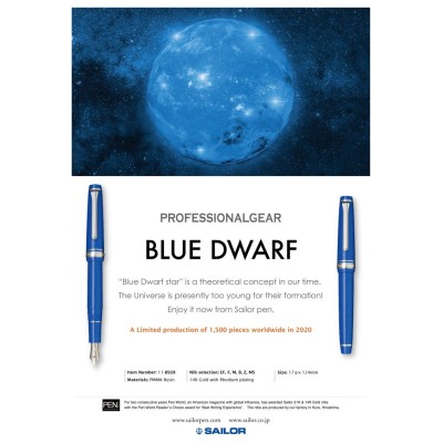 Sailor Professional Gear Slim (Sapporo) Blue Dwarf Limited Edition Fountain Pen Sailor Professional Gear Slim (Sapporo) Blue Dwarf Limited Edition Fountain Pen