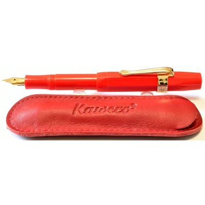 KW008 Kaweco Sport Classic, Red, with leather pouch and Pocket Clip (Medium)