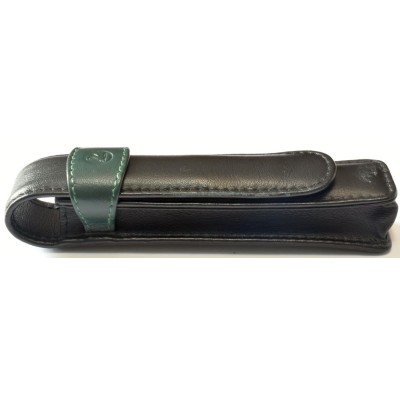 PE143 Pelikan Green/Black Leather Pen Case for 1 Pen
