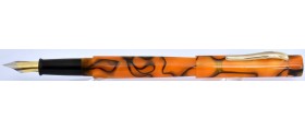 VN024 Varuna Coloured Acrylic Cartridge/Converter/Eyedropper Fountain Pen, Orange/Black.  (Kanwrite Flexi Nib - Semi-Flexible Fine)