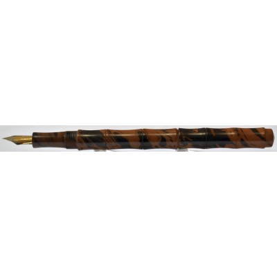 VN027 Varuna Bamboo Cartridge/Converter/Eyedropper Fountain Pen, Brown Mottled  (Kanwrite Flexi Nib - Soft Fine)