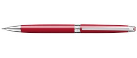 Caran d'Ache Leman Slim Pencil, Scarlet Red Lacquered, Silver Plated/Rhodium Coated
